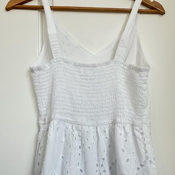 Japna Dress Womens S White Eyelet Embroidered Scalloped Hem Cottagecore Peasant - Picture 4 of 13